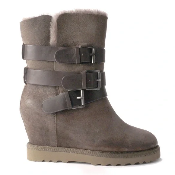 Ash Yes Shearling-Cuff Wedge Boot Topo Size 40 - Picture 7 of 14